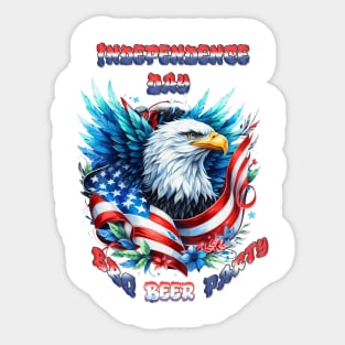 Majestic Eagle Soaring With American Flag Sticker